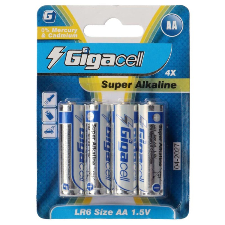 باتری چهارتایی قلمی گیگاسل Gigacell Super Alkaline LR6 1.5V AA