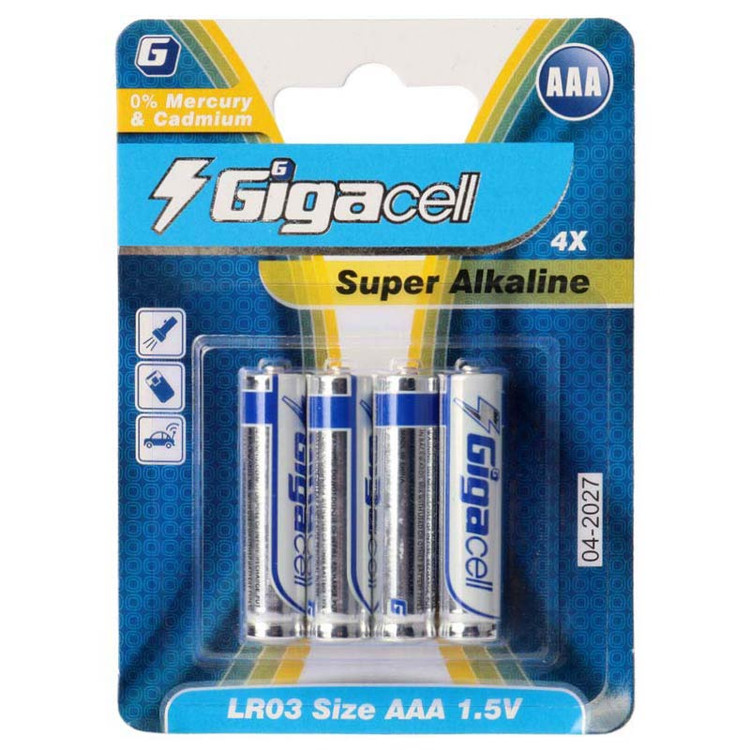 باتری چهارتایی نیم قلمی گیگاسل Gigacell Super Alkaline LR03 1.5V AAA