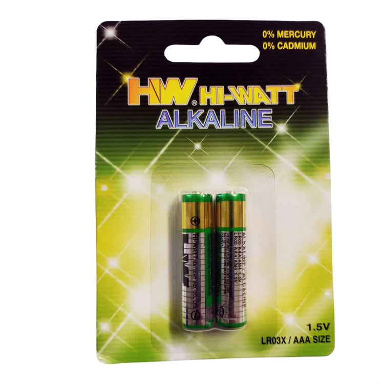 باتری نیم قلمی AAA آلکالاین مدل HI-WATT بسته 2 عددی