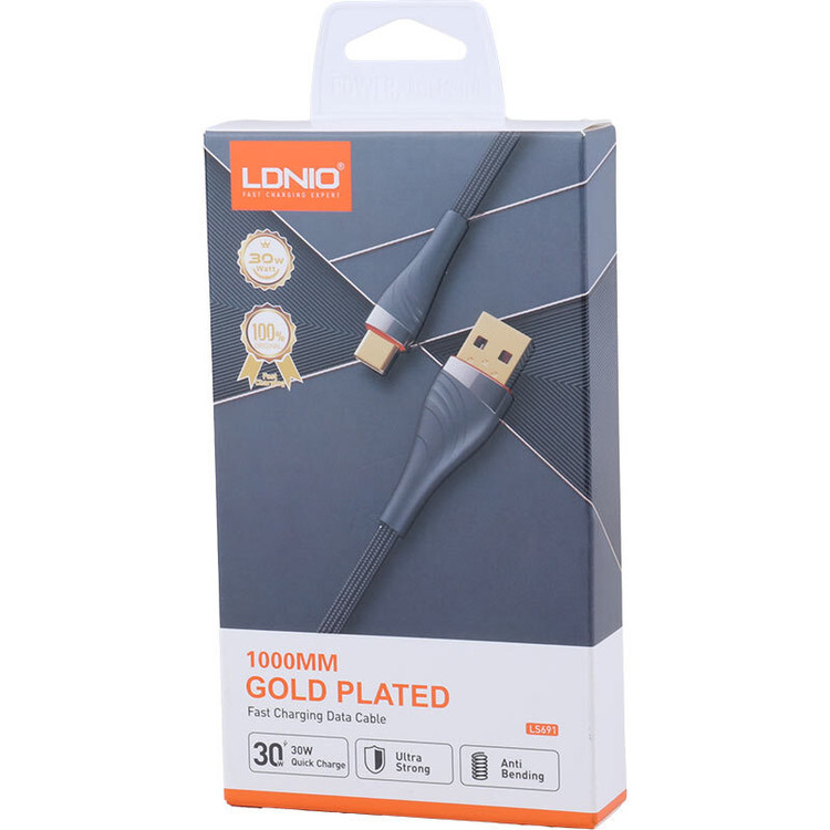 کابل تایپ سی فست شارژ 30 وات الدینیو LS691 طول 1 متر