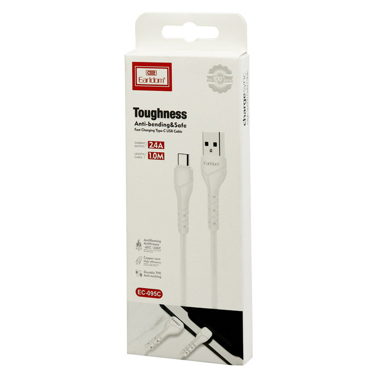 کابل تایپ سی فست شارژ 2.4 آمپر ارلدام EC-095C طول 1 متر
