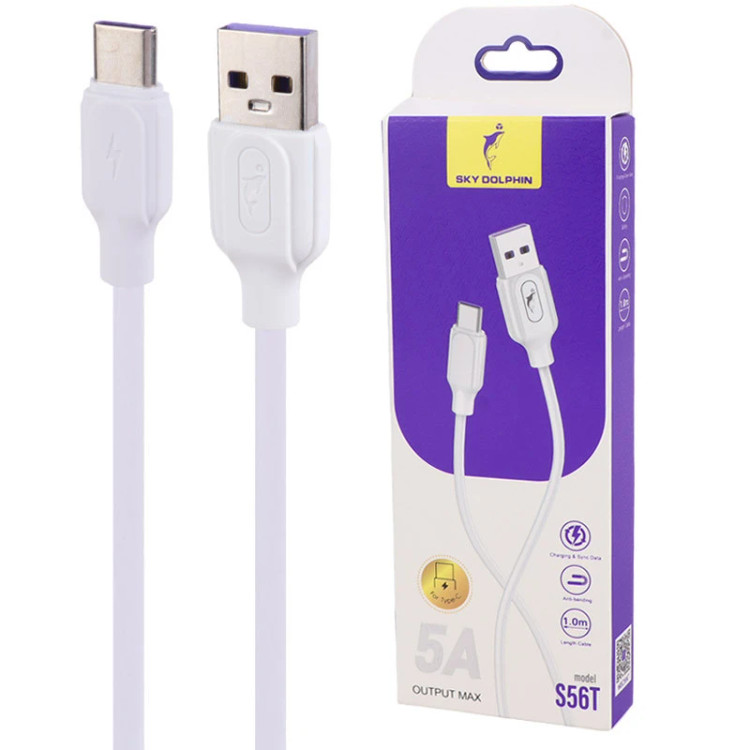 کابل تایپ سی فست شارژ 5 آمپر اسکای دلفین S56T طول 1 متر