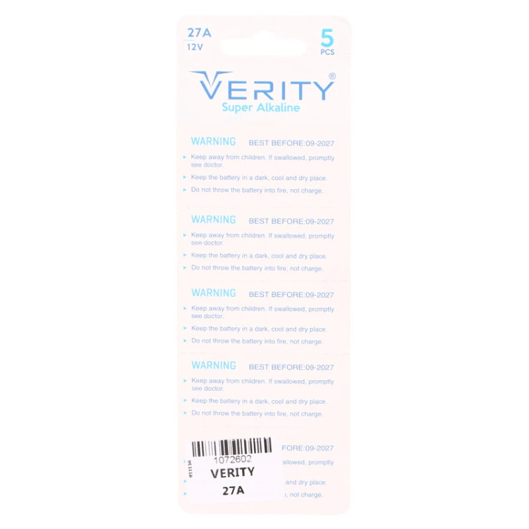باتری ریموت کنترل Verity Super Alkaline 12V 27A