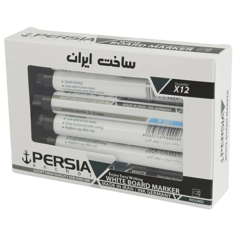 ماژیک وایت برد پرشیا نوک گرد Persia P-201 بسته 12 عددی